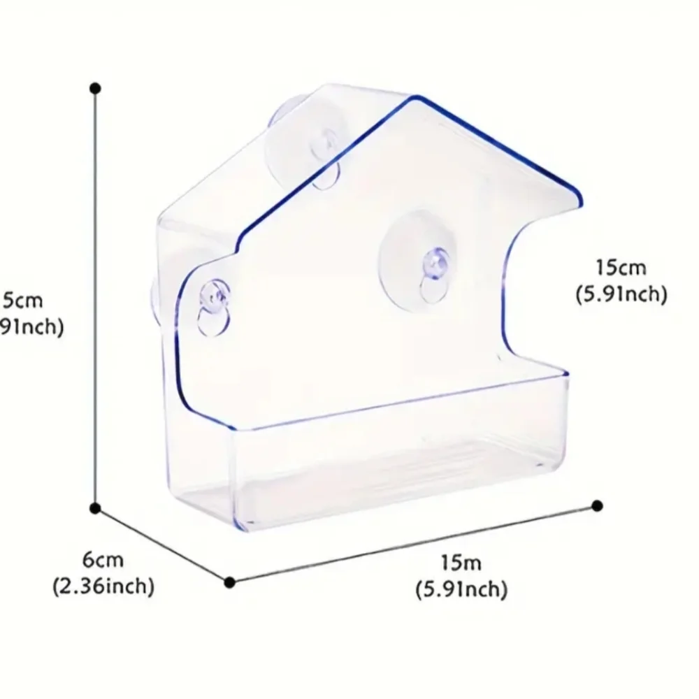Clear Window Bird Feeder with Blue Suction Cups $13 NIB